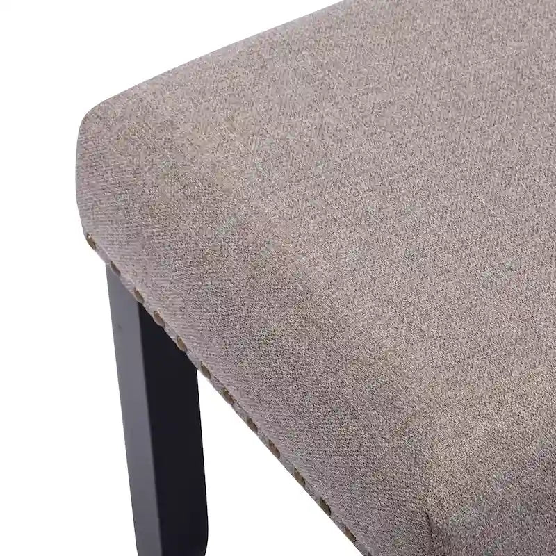 Banc moderne capitonné de 44 pouces de long avec garniture cloutée et pieds en bois