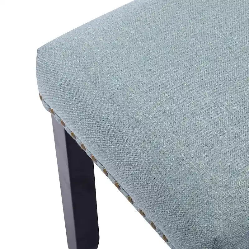 Banc moderne capitonné de 44 pouces de long avec garniture cloutée et pieds en bois
