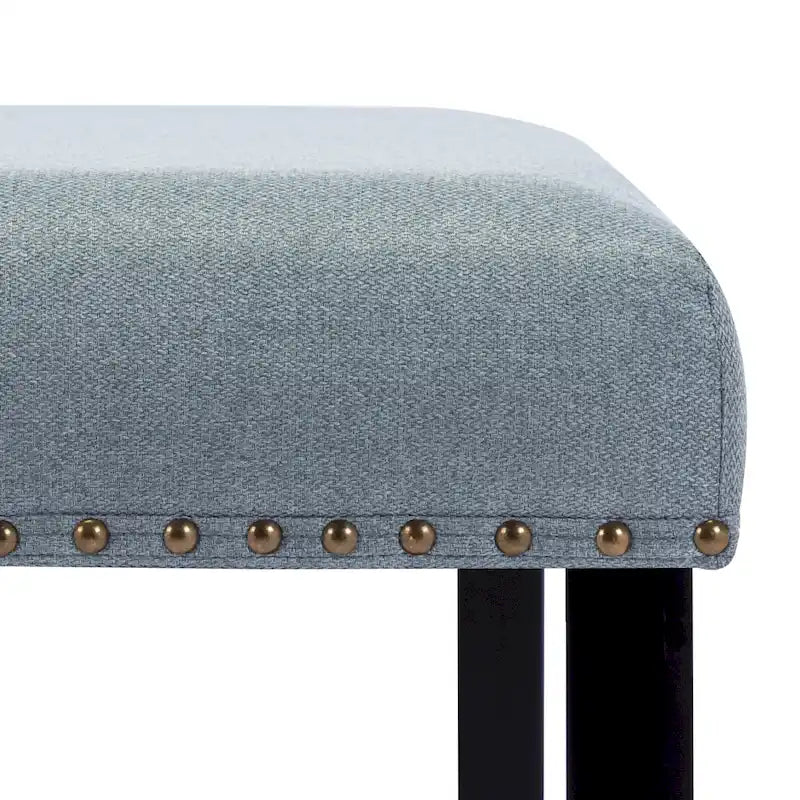 Banc moderne capitonné de 44 pouces de long avec garniture cloutée et pieds en bois