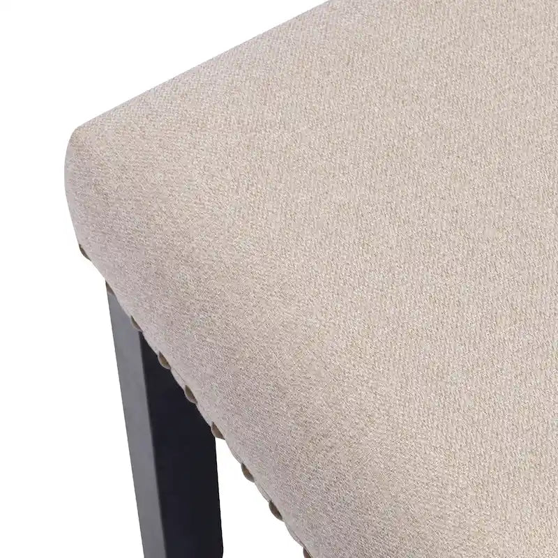 Banc moderne capitonné de 44 pouces de long avec garniture cloutée et pieds en bois