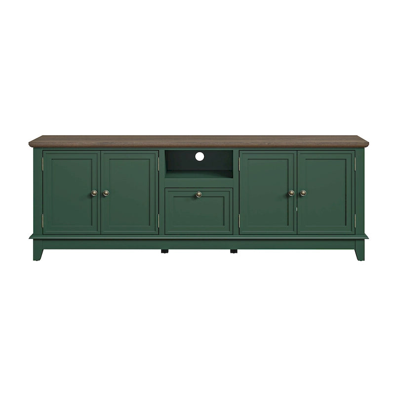 Meuble TV rustique de 183 cm (72 pouces) de large avec étagères réglables et rangement dissimulé - Largeur : 183 cm (72 pouces)