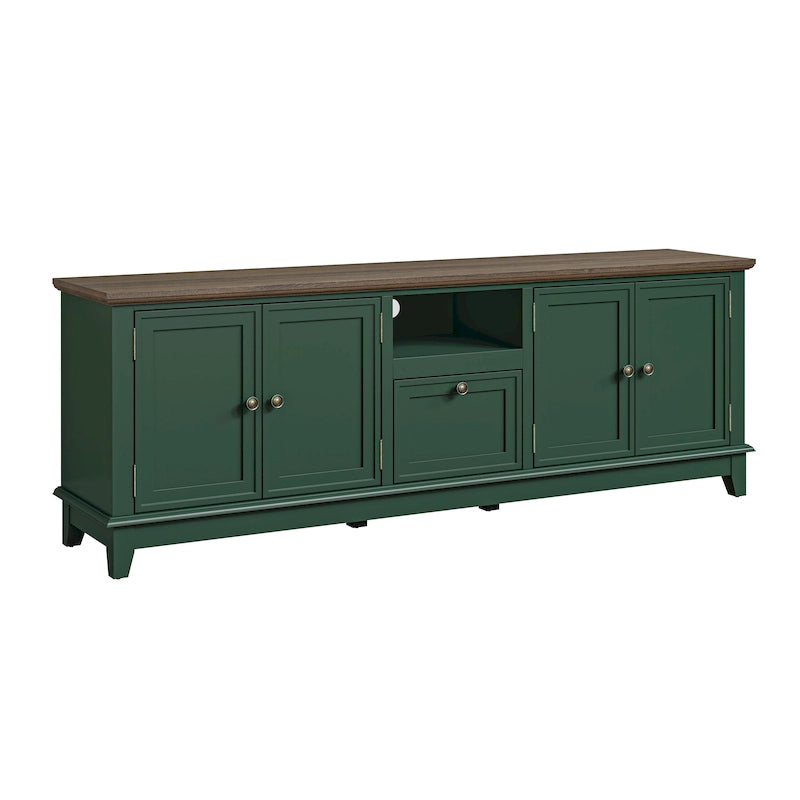 Meuble TV rustique de 183 cm (72 pouces) de large avec étagères réglables et rangement dissimulé - Largeur : 183 cm (72 pouces)