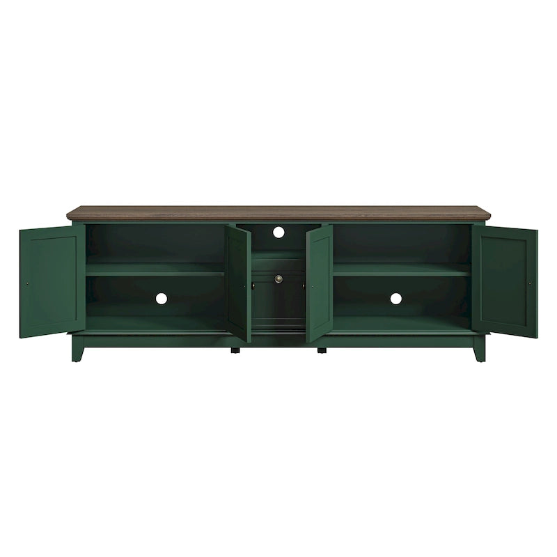 Meuble TV rustique de 183 cm (72 pouces) de large avec étagères réglables et rangement dissimulé - Largeur : 183 cm (72 pouces)