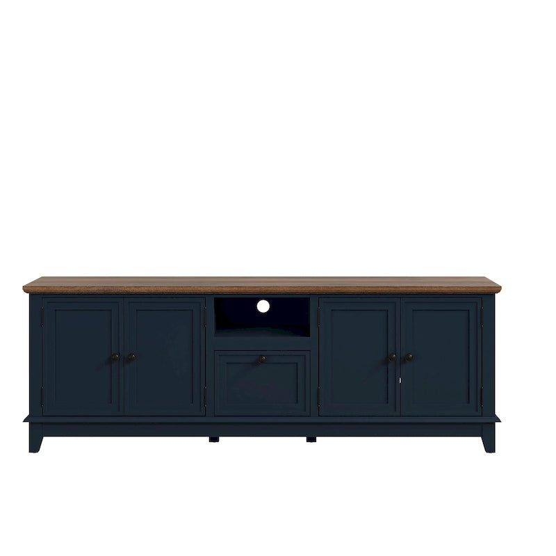 Meuble TV rustique de 183 cm (72 pouces) de large avec étagères réglables et rangement dissimulé - Largeur : 183 cm (72 pouces)