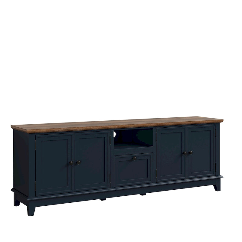 Meuble TV rustique de 183 cm (72 pouces) de large avec étagères réglables et rangement dissimulé - Largeur : 183 cm (72 pouces)