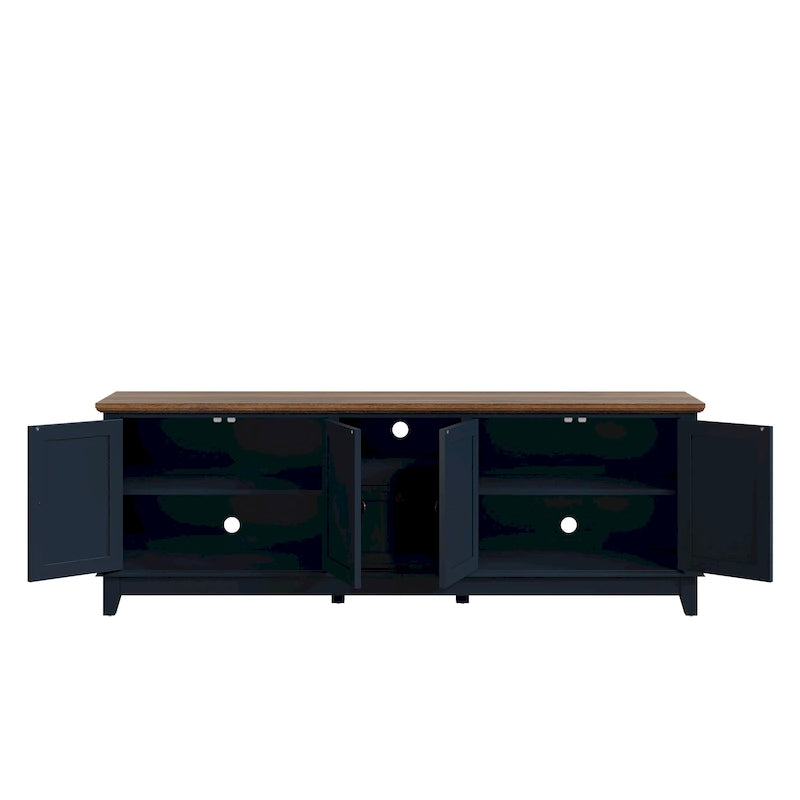 Meuble TV rustique de 183 cm (72 pouces) de large avec étagères réglables et rangement dissimulé - Largeur : 183 cm (72 pouces)