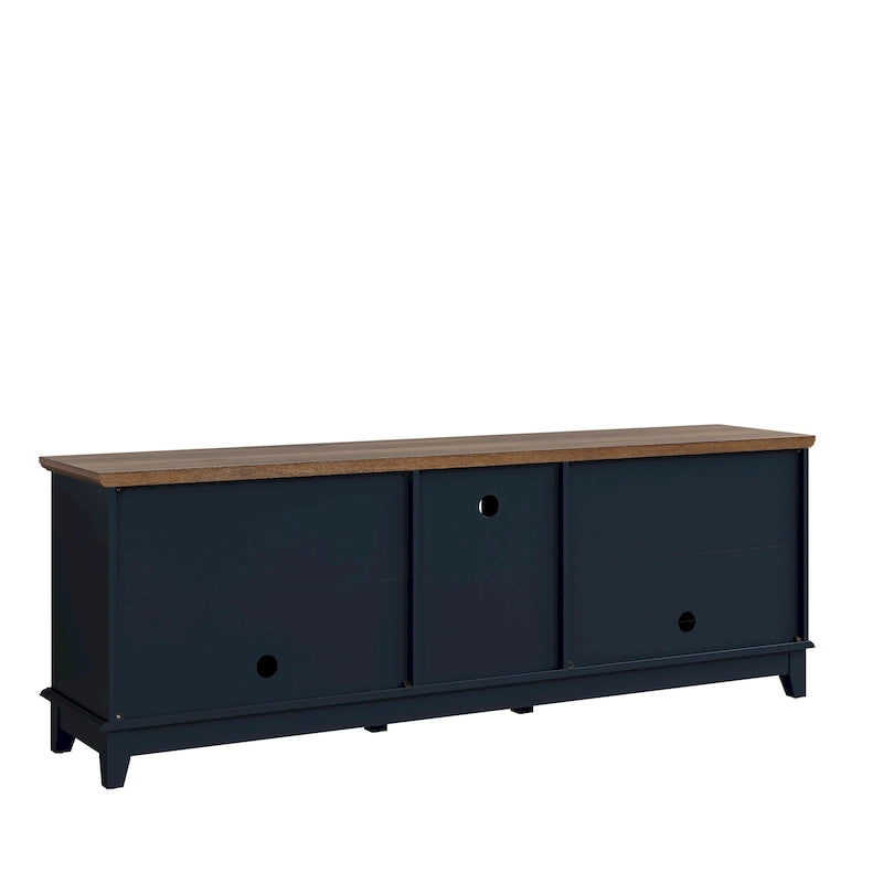 Meuble TV rustique de 183 cm (72 pouces) de large avec étagères réglables et rangement dissimulé - Largeur : 183 cm (72 pouces)