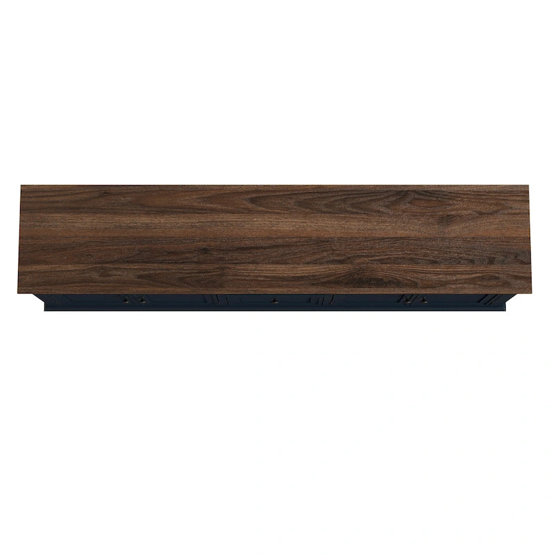 Meuble TV rustique de 183 cm (72 pouces) de large avec étagères réglables et rangement dissimulé - Largeur : 183 cm (72 pouces)