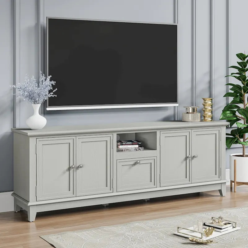 Meuble TV rustique de 183 cm (72 pouces) de large avec étagères réglables et rangement dissimulé - Largeur : 183 cm (72 pouces)