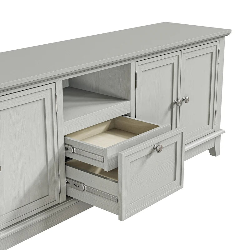 Meuble TV rustique de 183 cm (72 pouces) de large avec étagères réglables et rangement dissimulé - Largeur : 183 cm (72 pouces)