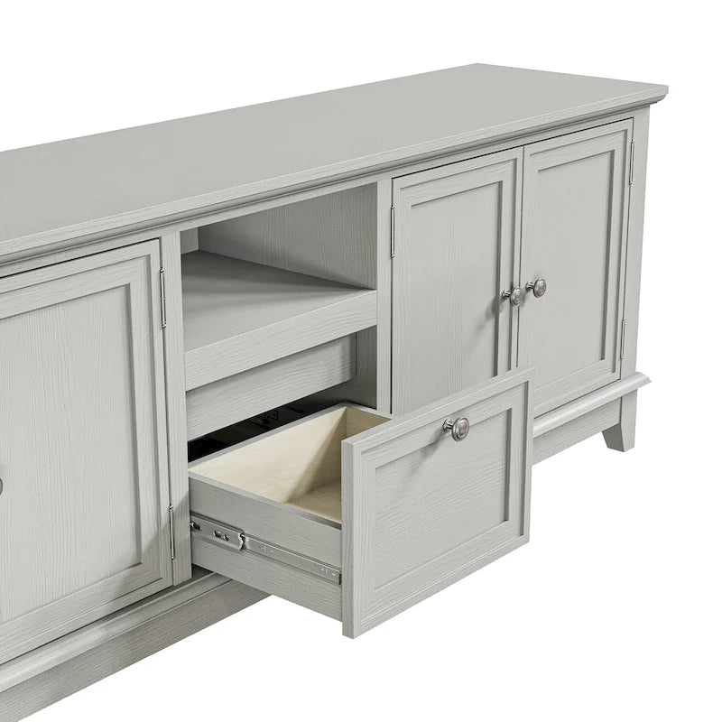Meuble TV rustique de 183 cm (72 pouces) de large avec étagères réglables et rangement dissimulé - Largeur : 183 cm (72 pouces)