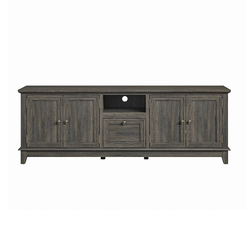 Meuble TV rustique de 183 cm (72 pouces) de large avec étagères réglables et rangement dissimulé - Largeur : 183 cm (72 pouces)