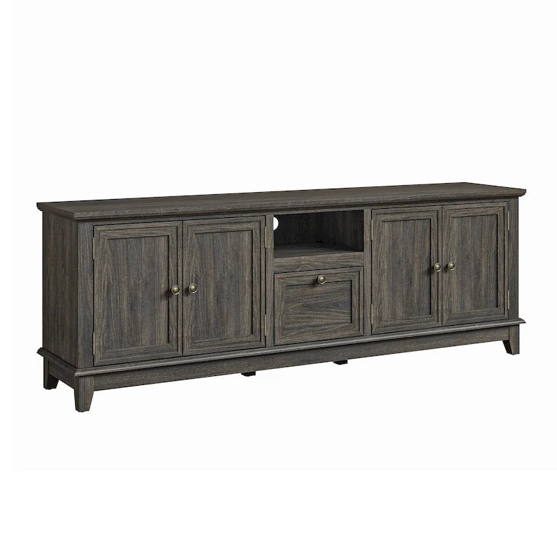Meuble TV rustique de 183 cm (72 pouces) de large avec étagères réglables et rangement dissimulé - Largeur : 183 cm (72 pouces)