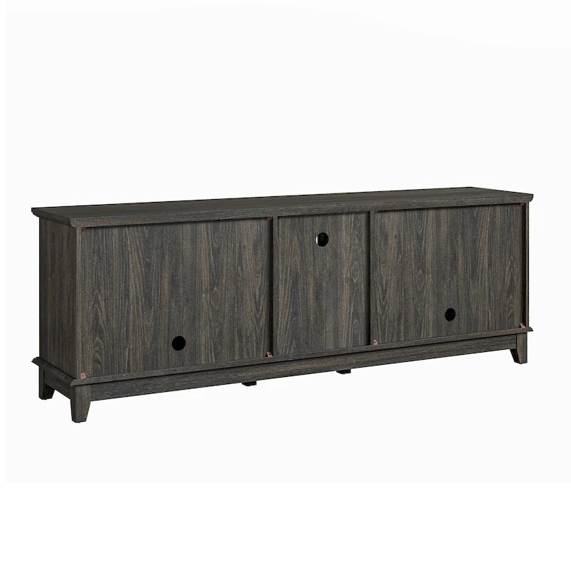 Meuble TV rustique de 183 cm (72 pouces) de large avec étagères réglables et rangement dissimulé - Largeur : 183 cm (72 pouces)