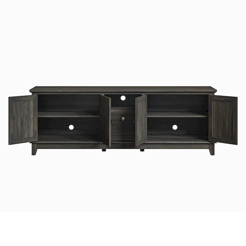 Meuble TV rustique de 183 cm (72 pouces) de large avec étagères réglables et rangement dissimulé - Largeur : 183 cm (72 pouces)