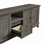 Meuble TV rustique de 183 cm (72 pouces) de large avec étagères réglables et rangement dissimulé - Largeur : 183 cm (72 pouces)