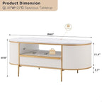 Table basse moderne et luxueuse à cannelures, table d'appoint avec plateau en imitation marbre
