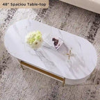 Table basse moderne et luxueuse à cannelures, table d'appoint avec plateau en imitation marbre