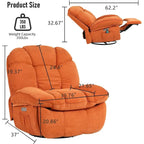 Fauteuil inclinable pivotant électrique XINMICS, fauteuil massant à bascule avec fonction chauffante, ports USB et USB-C et poche latérale