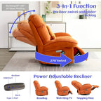 Fauteuil inclinable pivotant électrique XINMICS, fauteuil massant à bascule avec fonction chauffante, ports USB et USB-C et poche latérale