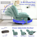 Fauteuil inclinable pivotant électrique XINMICS, fauteuil massant à bascule avec fonction chauffante, ports USB et USB-C et poche latérale