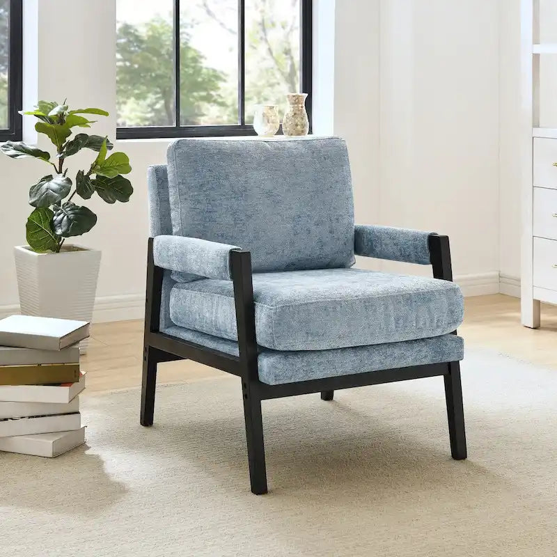Fauteuil d'appoint rembourré en chenille Kelly de style moderne du milieu du siècle de Roundhill Furniture
