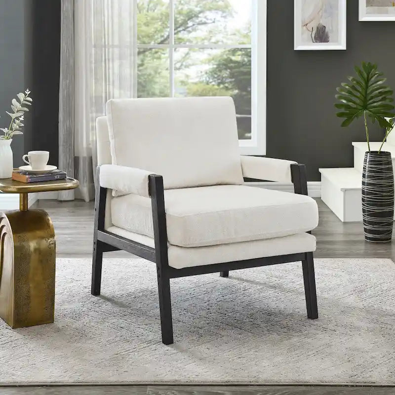 Fauteuil d'appoint rembourré en chenille Kelly de style moderne du milieu du siècle de Roundhill Furniture