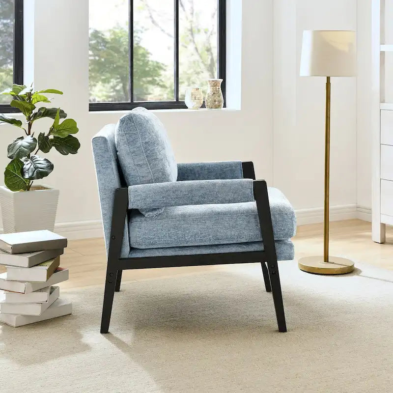 Fauteuil d'appoint rembourré en chenille Kelly de style moderne du milieu du siècle de Roundhill Furniture