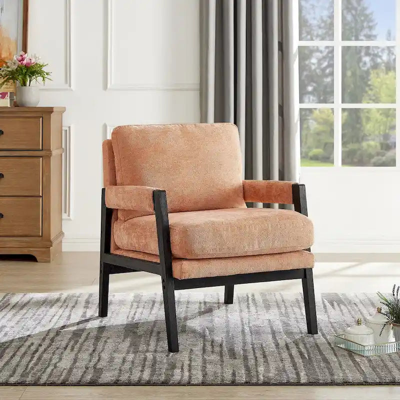 Fauteuil d'appoint rembourré en chenille Kelly de style moderne du milieu du siècle de Roundhill Furniture