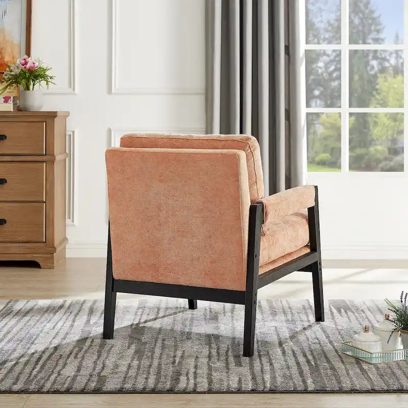 Fauteuil d'appoint rembourré en chenille Kelly de style moderne du milieu du siècle de Roundhill Furniture