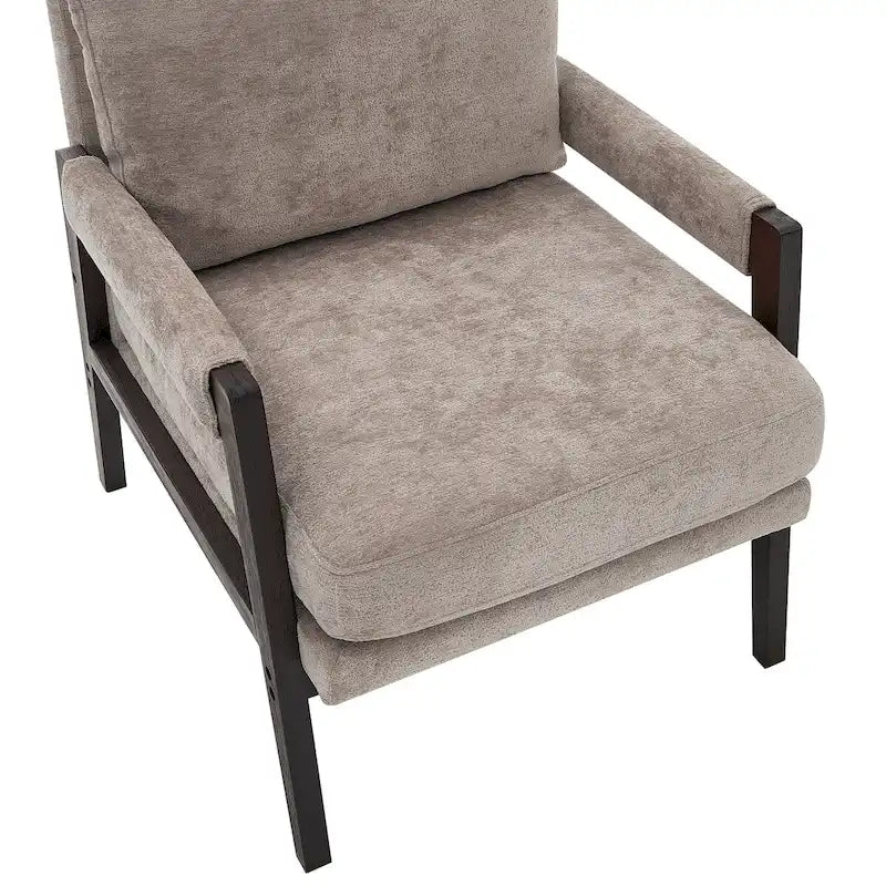 Fauteuil d'appoint rembourré en chenille Kelly de style moderne du milieu du siècle de Roundhill Furniture
