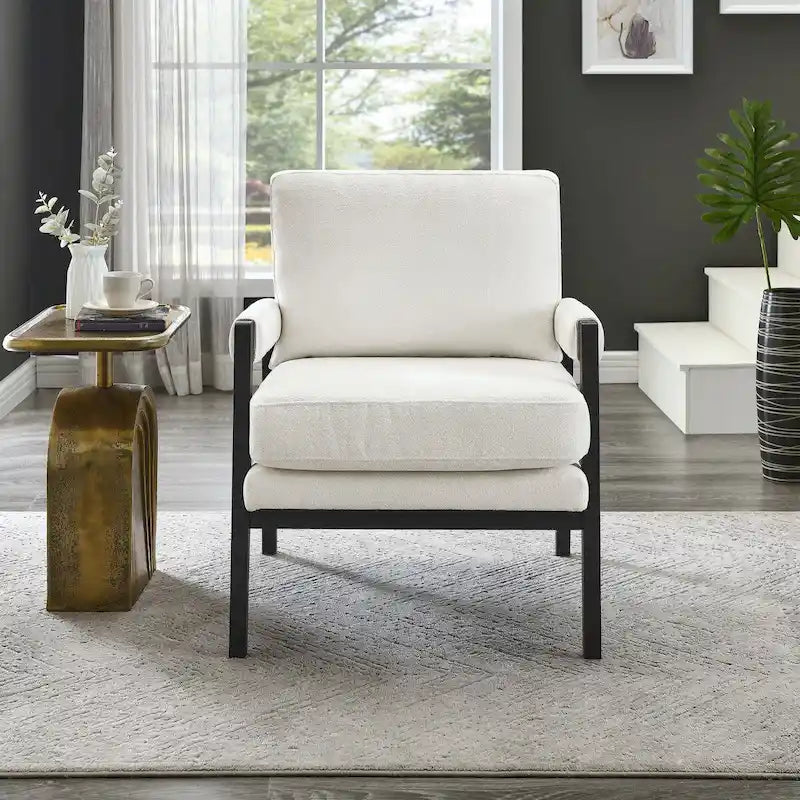 Fauteuil d'appoint rembourré en chenille Kelly de style moderne du milieu du siècle de Roundhill Furniture