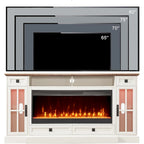 Meuble TV avec cheminée style ferme, centre multimédia, console
