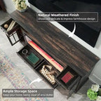 Meuble TV avec cheminée style ferme, centre multimédia, console