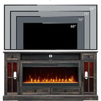 Meuble TV avec cheminée style ferme, centre multimédia, console