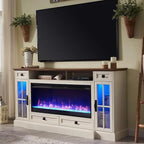 Meuble TV avec cheminée style ferme, centre multimédia, console