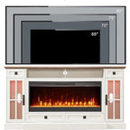 Meuble TV avec cheminée style ferme, centre multimédia, console