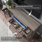 Meuble TV avec cheminée style ferme, centre multimédia, console