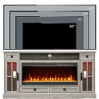 Meuble TV avec cheminée style ferme, centre multimédia, console
