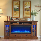 Meuble TV avec cheminée style ferme, centre multimédia, console