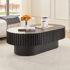 Table basse ovale contemporaine moderne en MDF naturel avec pied robuste, idéale pour le salon (non assemblée).
