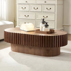 Table basse ovale contemporaine moderne en MDF naturel avec pied robuste, idéale pour le salon (non assemblée).