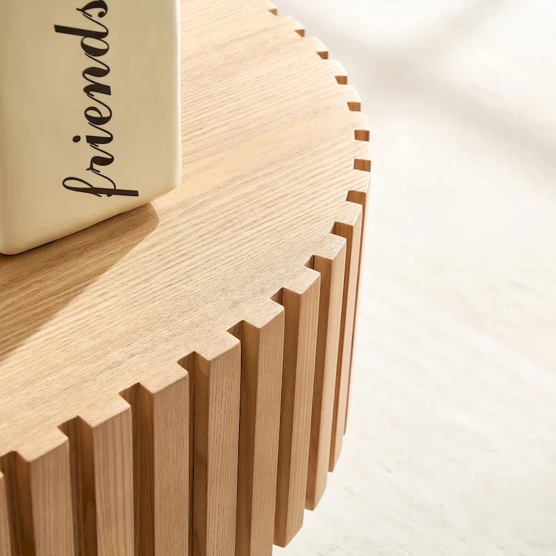 Table basse ovale contemporaine moderne en MDF naturel avec pied robuste, idéale pour le salon (non assemblée).
