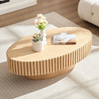Table basse ovale contemporaine moderne en MDF naturel avec pied robuste, idéale pour le salon (non assemblée).