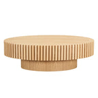 Table basse ovale contemporaine moderne en MDF naturel avec pied robuste, idéale pour le salon (non assemblée).