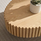 Table basse ovale contemporaine moderne en MDF naturel avec pied robuste, idéale pour le salon (non assemblée).
