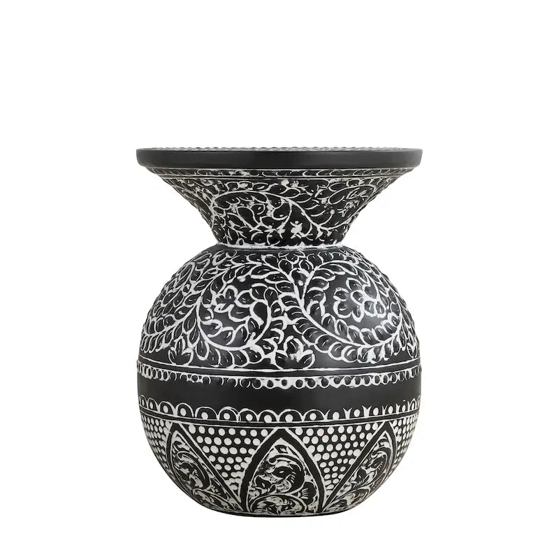 Table d'appoint NAVI noire et blanche, style bohème, pour salon