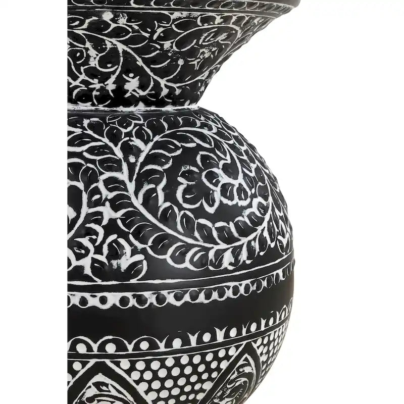 Table d'appoint NAVI noire et blanche, style bohème, pour salon