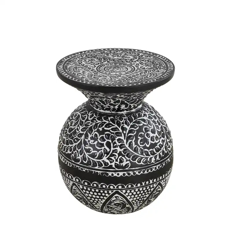 Table d'appoint NAVI noire et blanche, style bohème, pour salon