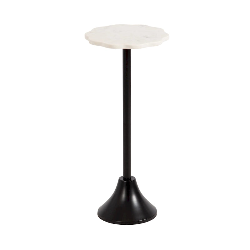 Table basse festonnée en marbre et métal Kate et Laurel Sanzo